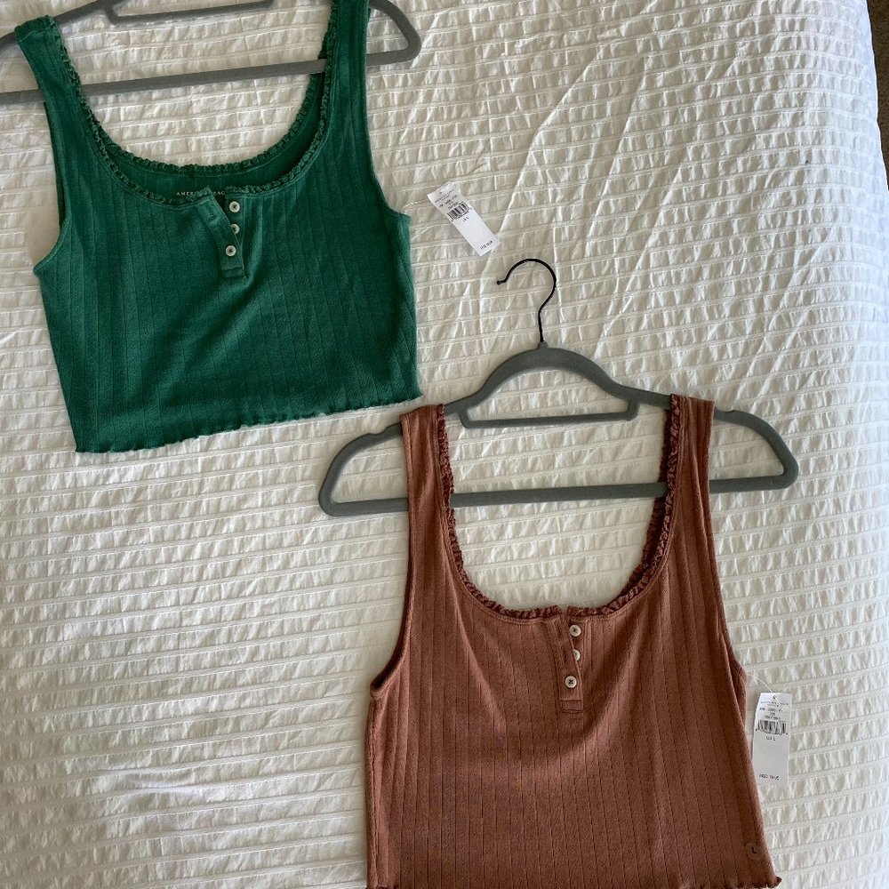 Crop Top Henley Tank (American Eagle)